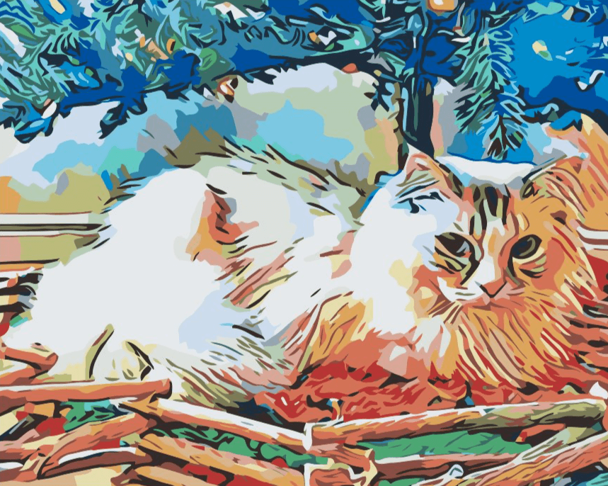 Diamantmalerei - Katze unter dem Baum - SEOS®