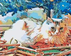 Diamantmalerei - Katze unter dem Baum - SEOS®