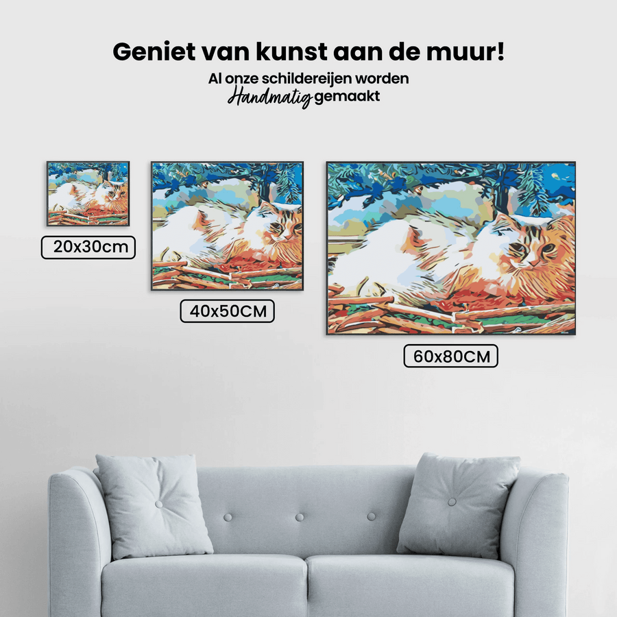 Diamantmalerei - Katze unter dem Baum - SEOS®
