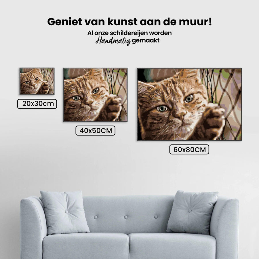 Diamantmalerei - Katze auf dem Zaun - SEOS®