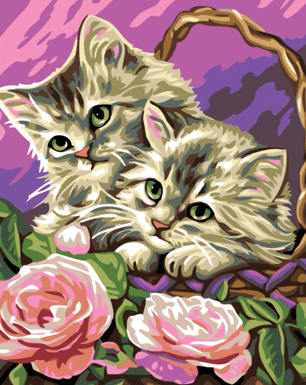 Diamond Painting - Kätzchen im Korb - SEOS®