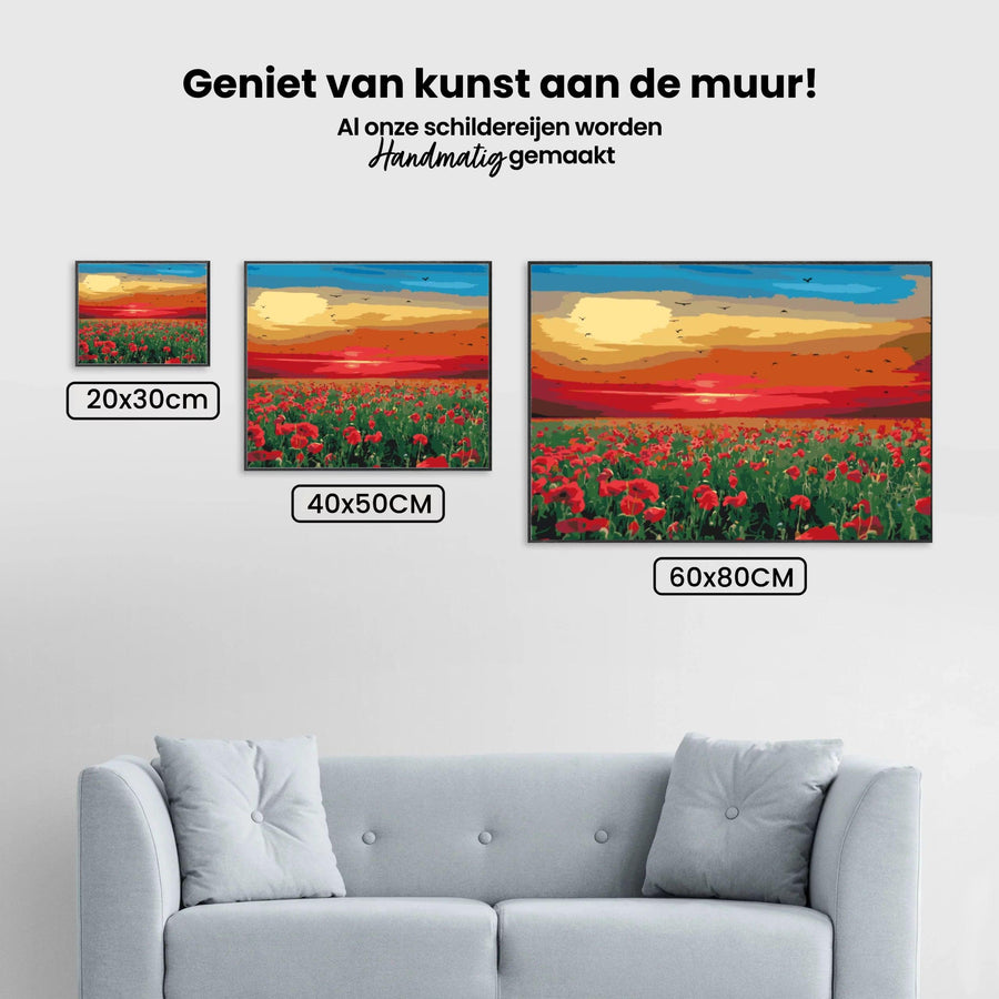 Diamantmalerei - Mohnfeld bei Sonnenuntergang - SEOS Shop ®