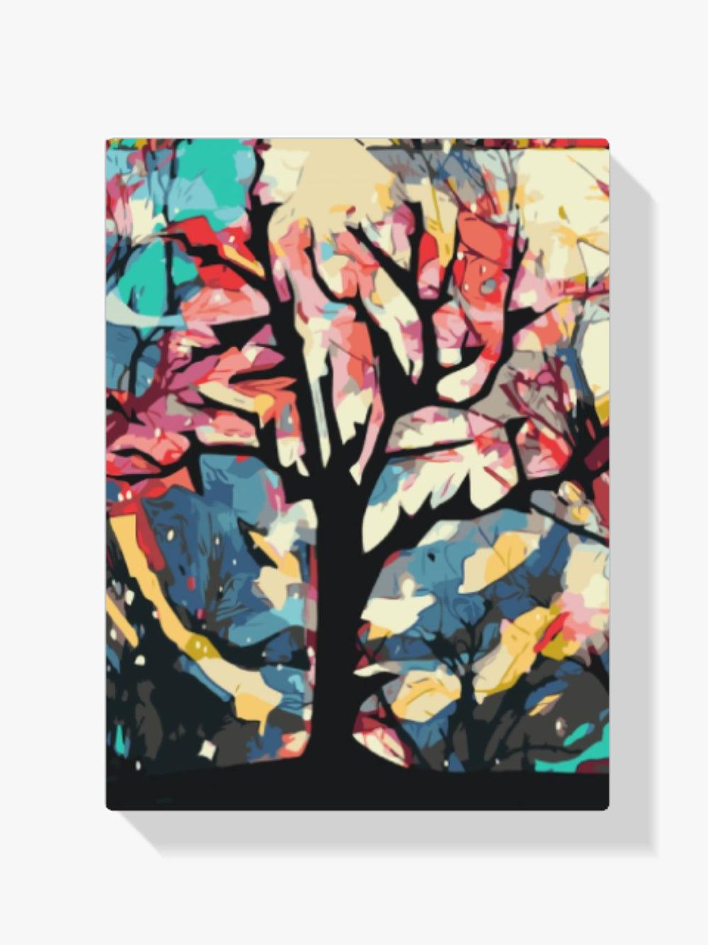Diamantmalerei - Bunter Hintergrund hinter dem Baum - SEOS Shop ®