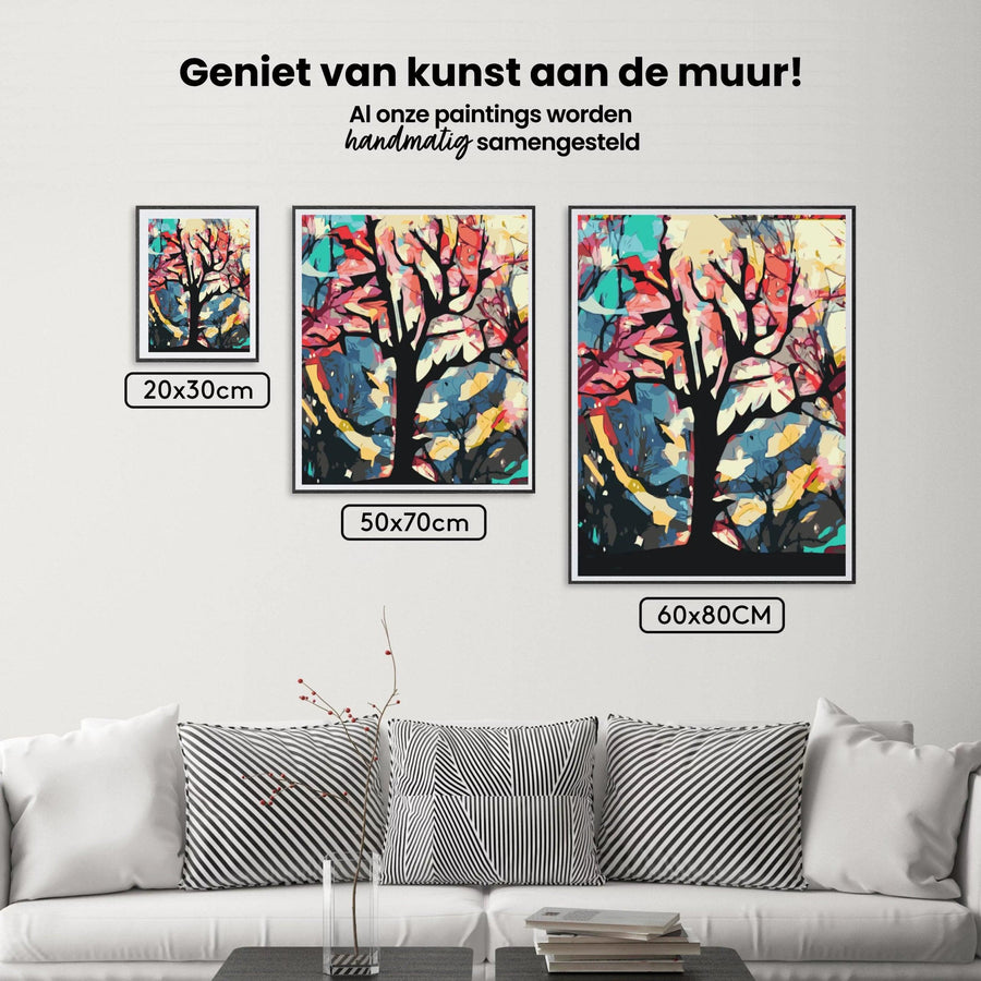 Diamantmalerei - Bunter Hintergrund hinter dem Baum - SEOS Shop ®