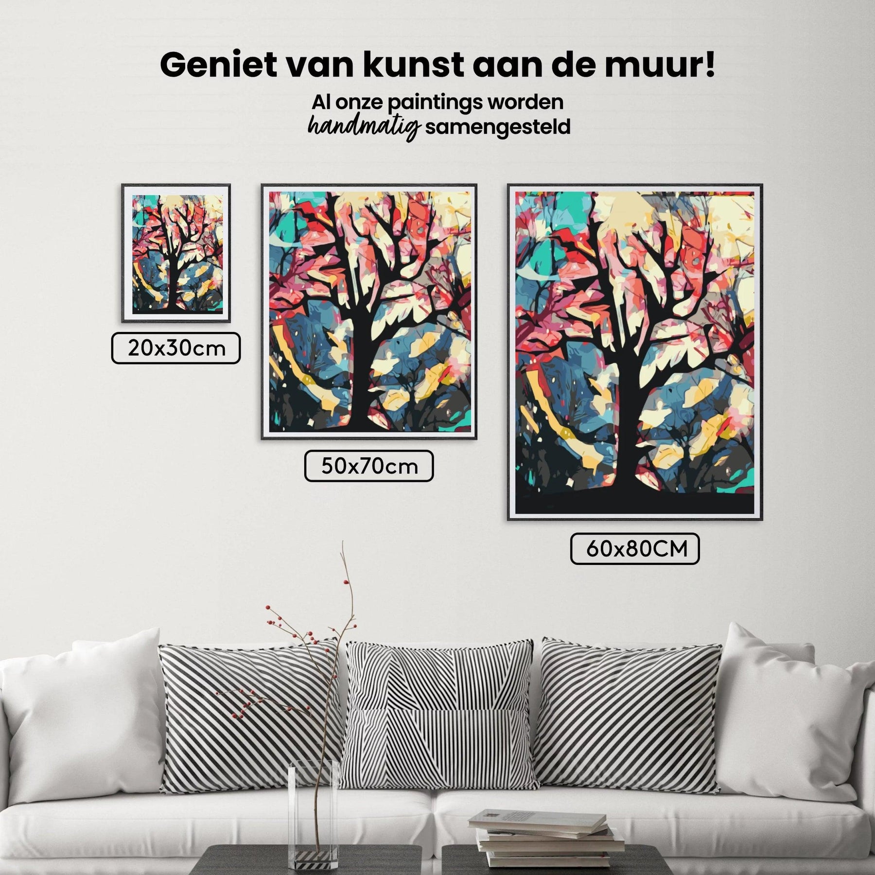 Diamantmalerei - Bunter Hintergrund hinter dem Baum - SEOS Shop ®