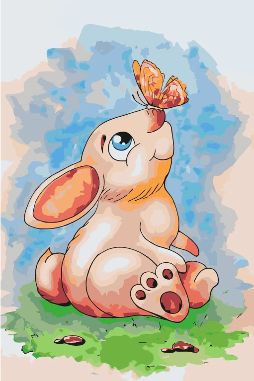 Diamond Painting - Kaninchen mit Schmetterling auf der Nase - SEOS®