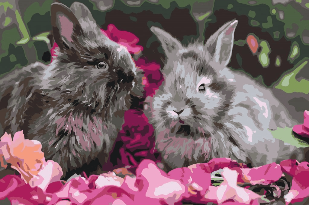 Diamond Painting - Kaninchen zwischen Blumen - SEOS®