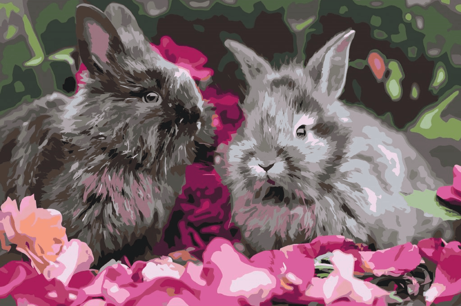 Diamond Painting - Kaninchen zwischen Blumen - SEOS®