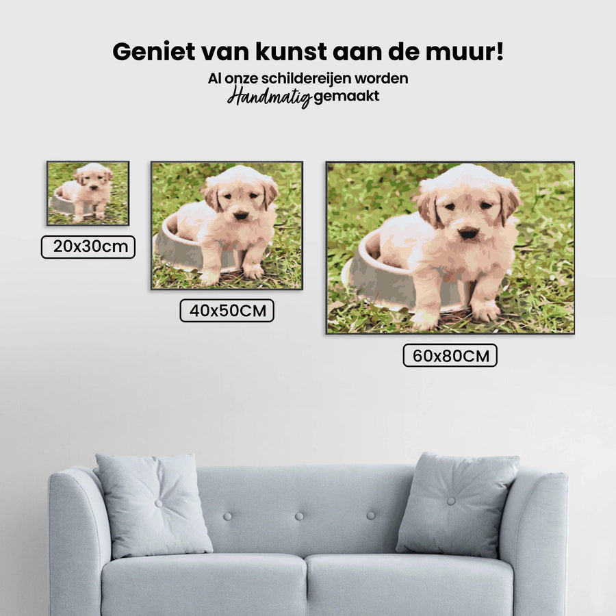 Diamantmalerei – Labrador in einer Schüssel – SEOS®