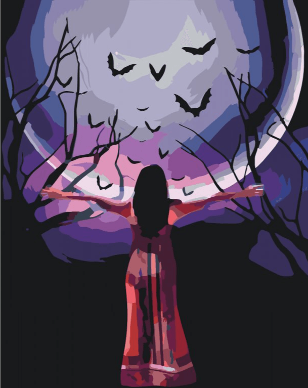 Diamantmalerei - Geheimnisvolle Frau unter dem Vollmond - SEOS Shop ®