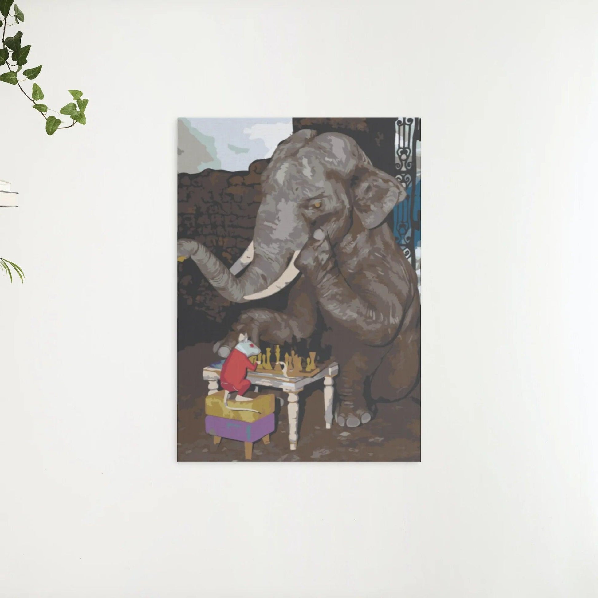 Diamantmalerei – Elefant und Maus spielen Schach – SEOS®
