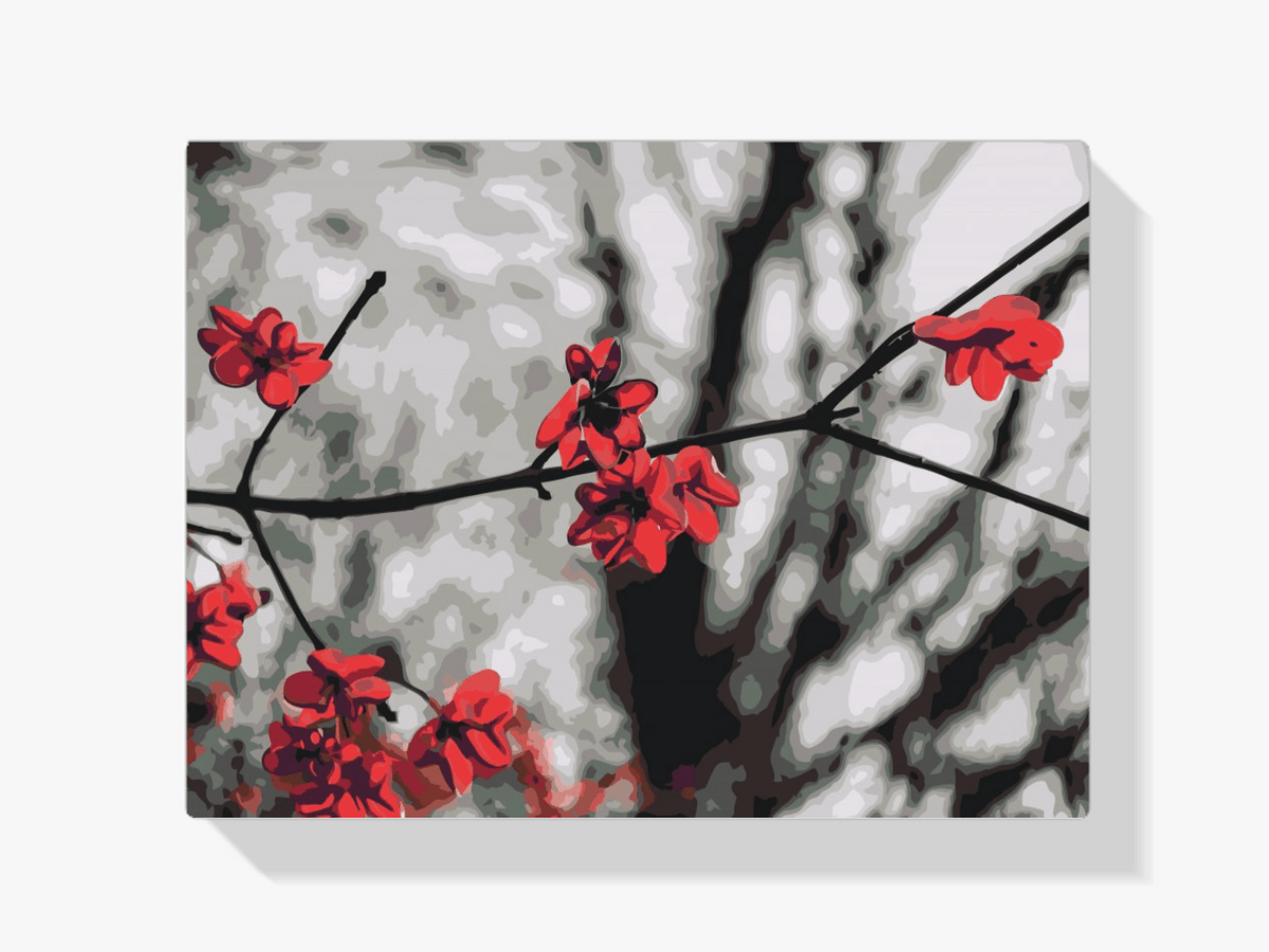 Diamantmalerei - Rote Blumen auf dem Baum - SEOS Shop ®