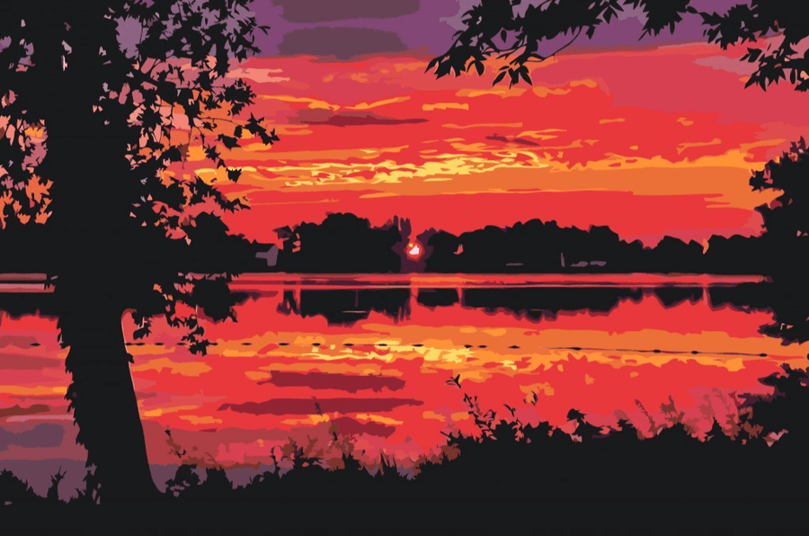 Diamantmalerei - Roter Sonnenuntergang - SEOS Shop ®