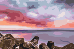 Diamantmalerei - Roter Sonnenuntergang über dem Meer - SEOS Shop ®