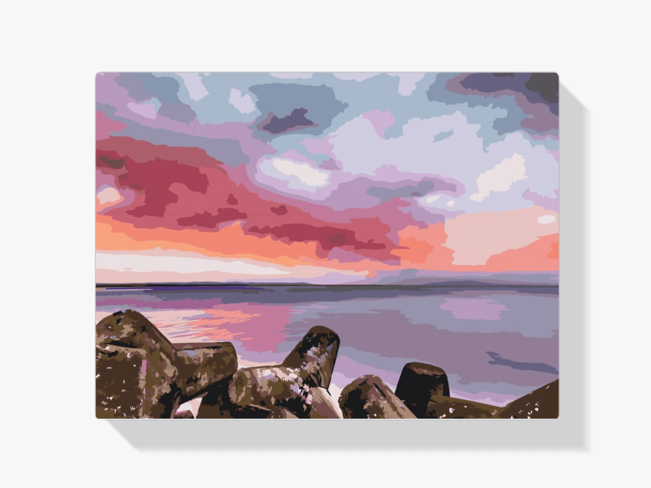 Diamantmalerei - Roter Sonnenuntergang über dem Meer - SEOS Shop ®