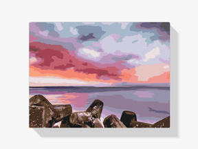 Diamantmalerei - Roter Sonnenuntergang über dem Meer - SEOS Shop ®