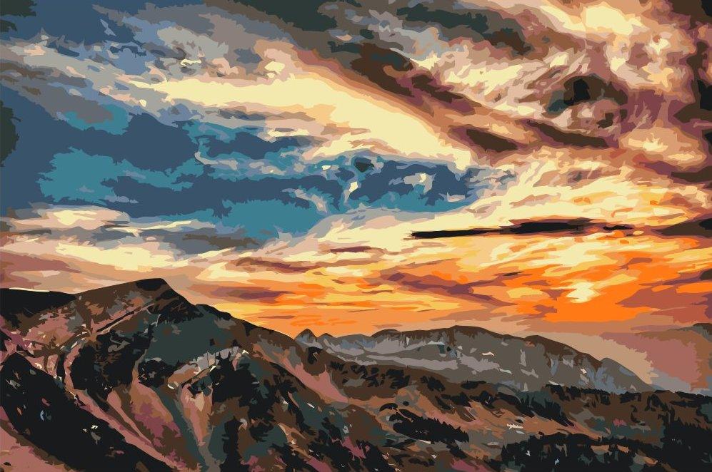 Diamantmalerei - Sonnenuntergang über den Bergen - SEOS Shop ®