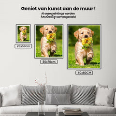Diamond painting Labradorwelpe mit einer Blume - Vollständig - SEOS Shop®