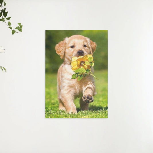 Diamond painting Labradorwelpe mit einer Blume - Vollständig - SEOS Shop®