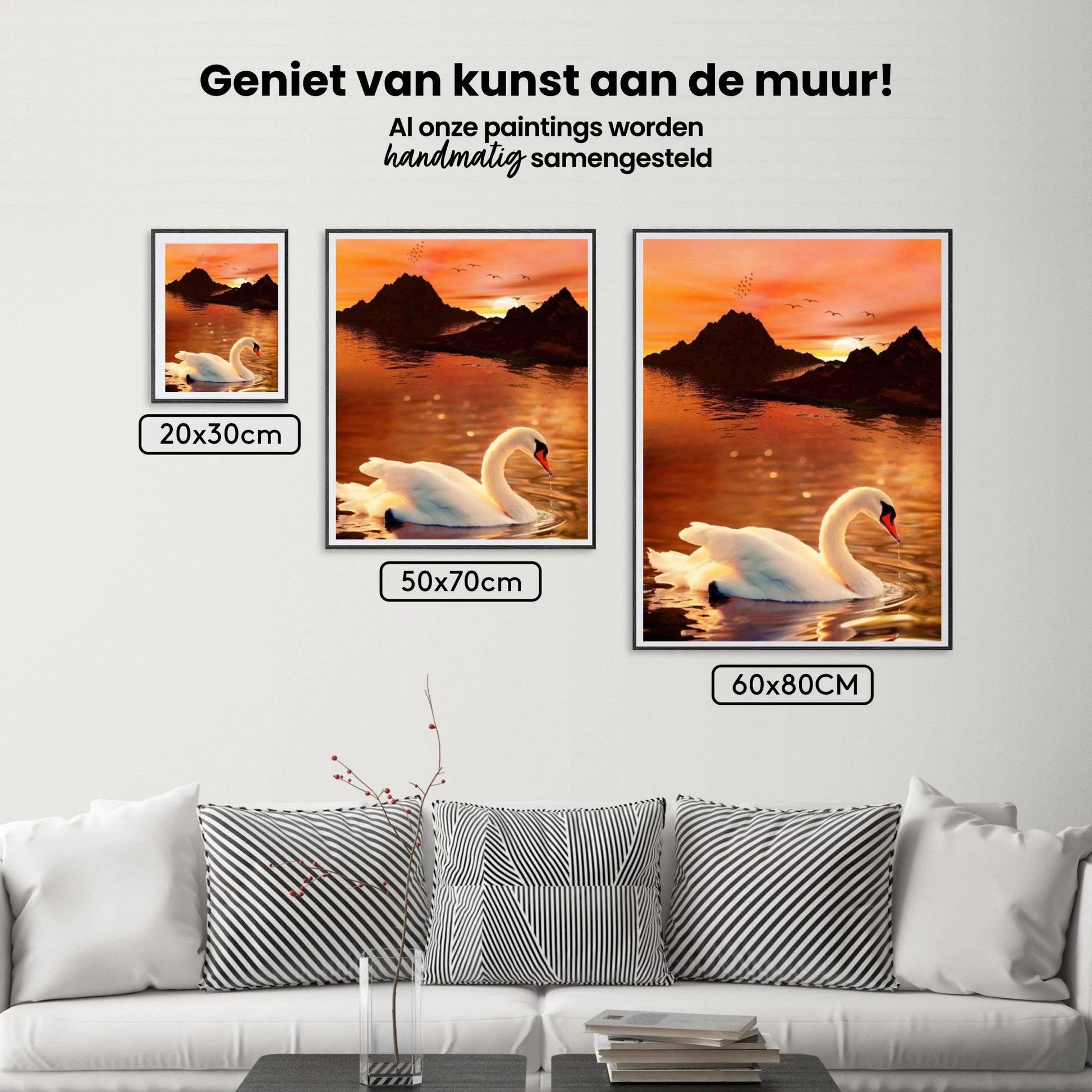 Diamantmalerei Schwan im roten Himmel - SEOS Shop ®