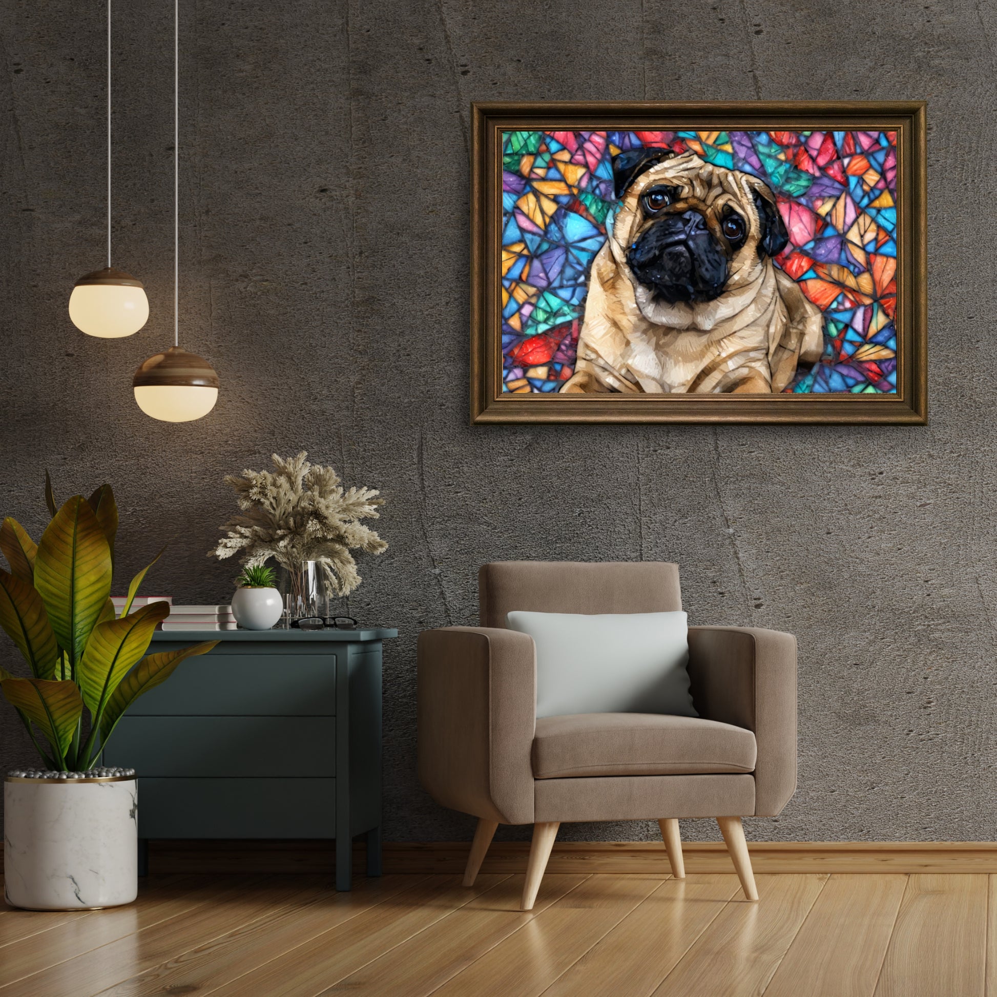Diamantmalerei - Buntglas-Mops - SEOS Shop ®