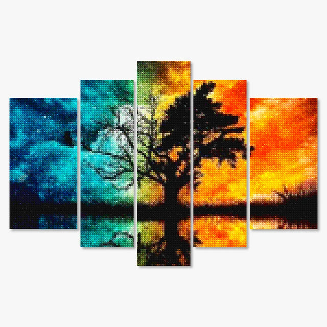 Diamond Painting Baum mit farbigem Himmel 5-teilig - SEOS Shop ®