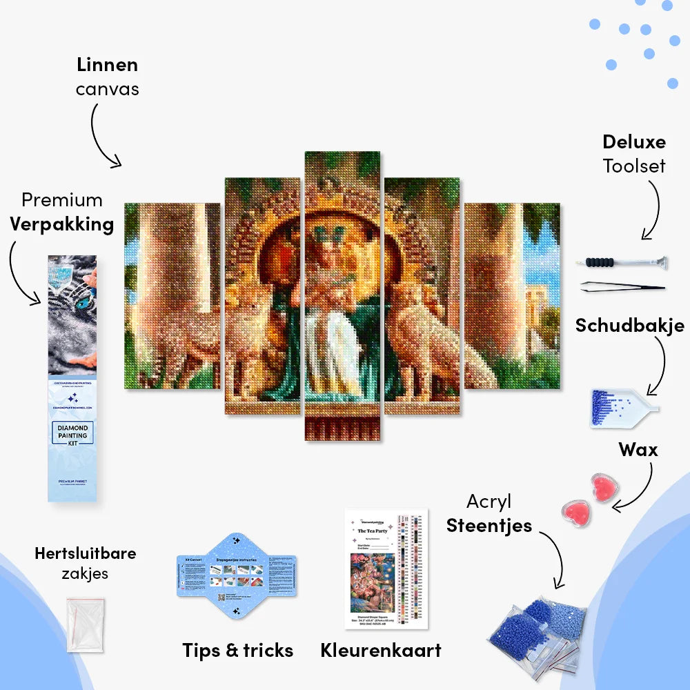 Diamond Painting Kleopatra mit Leoparden 5-teilig - SEOS Shop ®