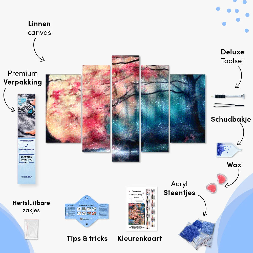 Diamond Painting Farbiger Wald am Morgen 5-teilig - SEOS Shop ®