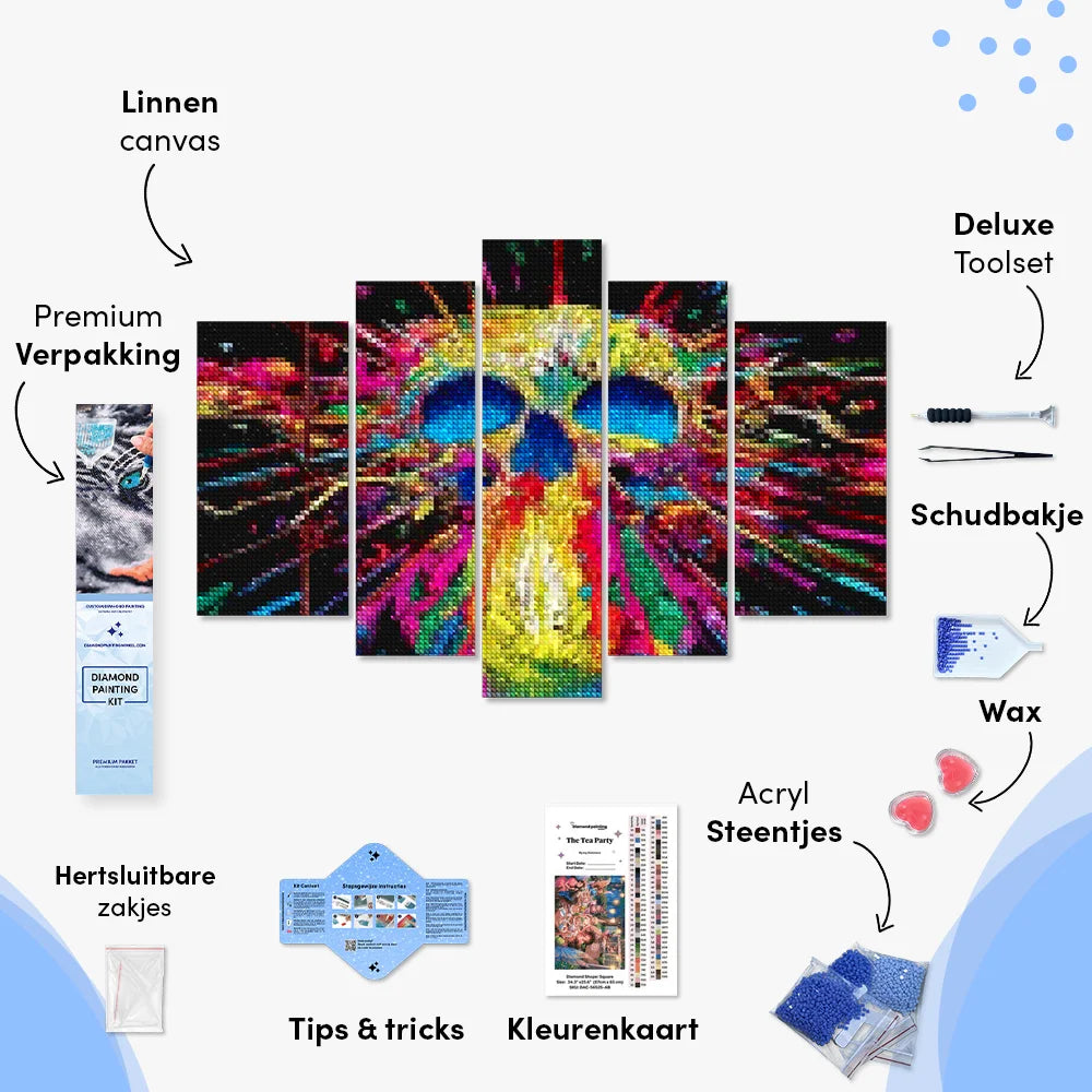 Diamond Painting Farbiger Totenkopf 5-teilig - SEOS Shop ®