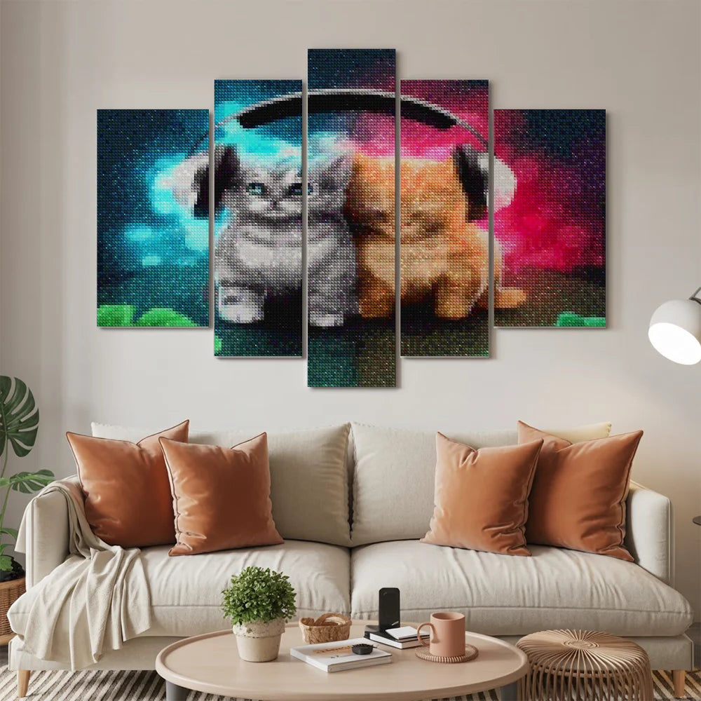 Diamond Painting Katzen mit Kopfhörern 5-teilig - SEOS Shop ®