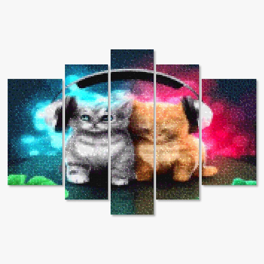 Diamond Painting Katzen mit Kopfhörern 5-teilig - SEOS Shop ®