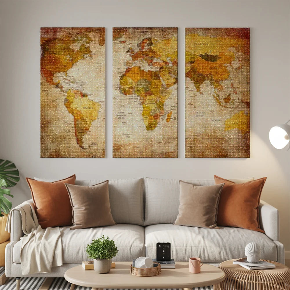 Diamond Painting Weltkarte 3-teilig - SEOS Shop ®