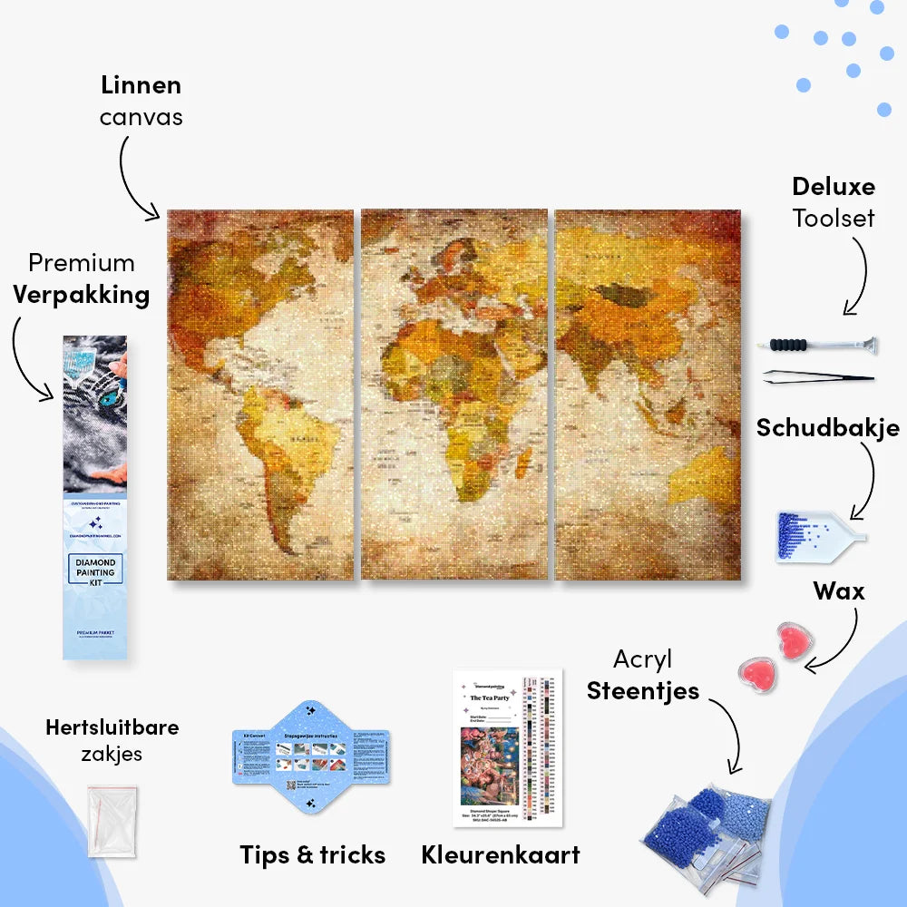 Diamond Painting Weltkarte 3-teilig - SEOS Shop ®