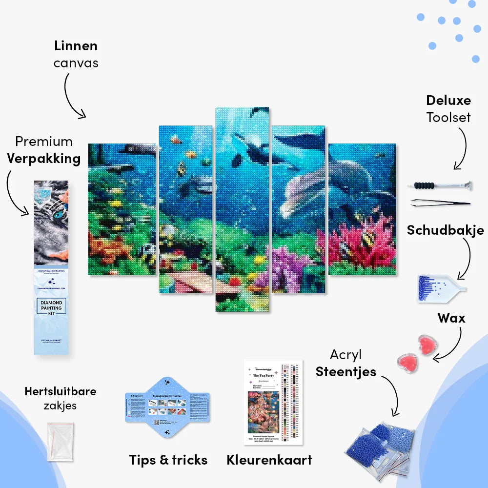 Diamantmalerei „Wunderschöne Meerestiere“, 5-teilig - SEOS Shop ®