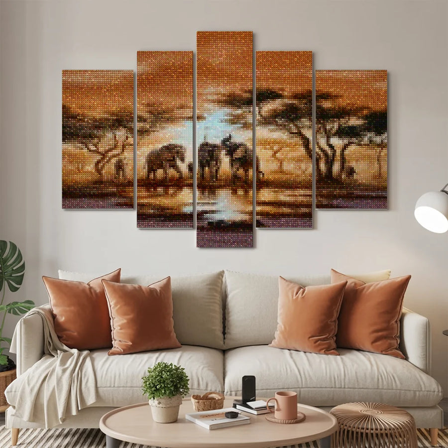 Diamond Painting Elefanten auf Safari 5-teilig - SEOS Shop ®