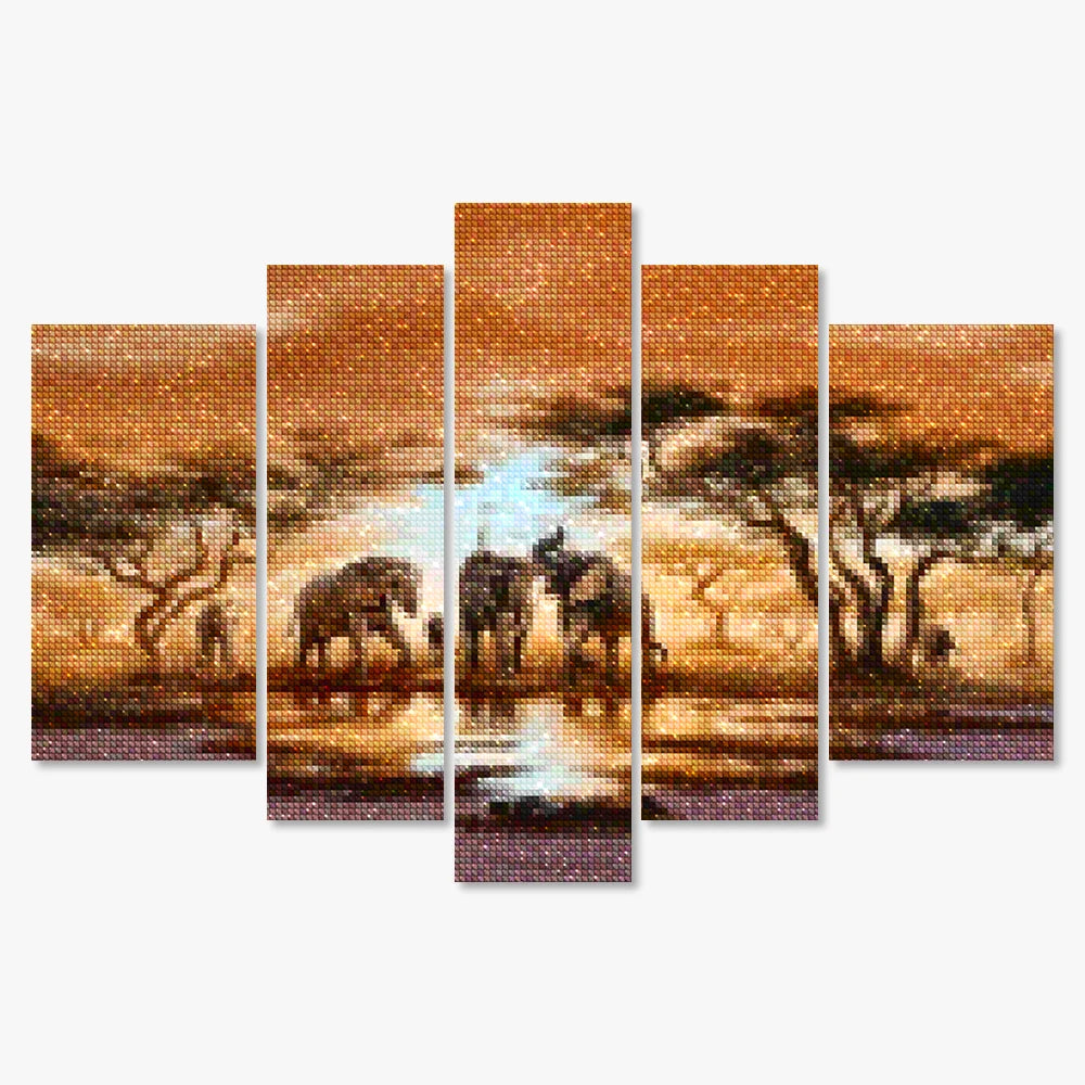 Diamond Painting Elefanten auf Safari 5-teilig - SEOS Shop ®
