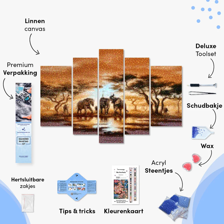 Diamond Painting Elefanten auf Safari 5-teilig - SEOS Shop ®