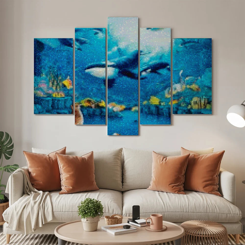 Diamond Painting Orcas im Meer 5 Teile - SEOS Shop ®