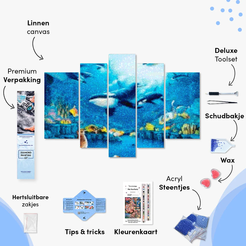 Diamond Painting Orcas im Meer 5 Teile - SEOS Shop ®