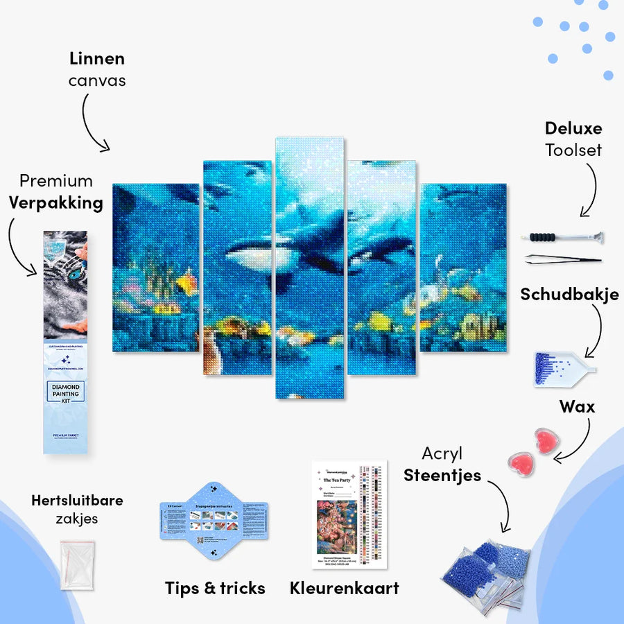 Diamond Painting Orcas im Meer 5 Teile - SEOS Shop ®