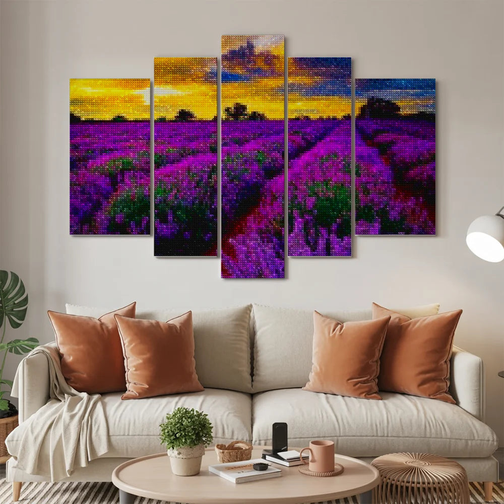 Diamantmalerei Lila Blumen auf einem Feld, 5-teilig - SEOS Shop ®