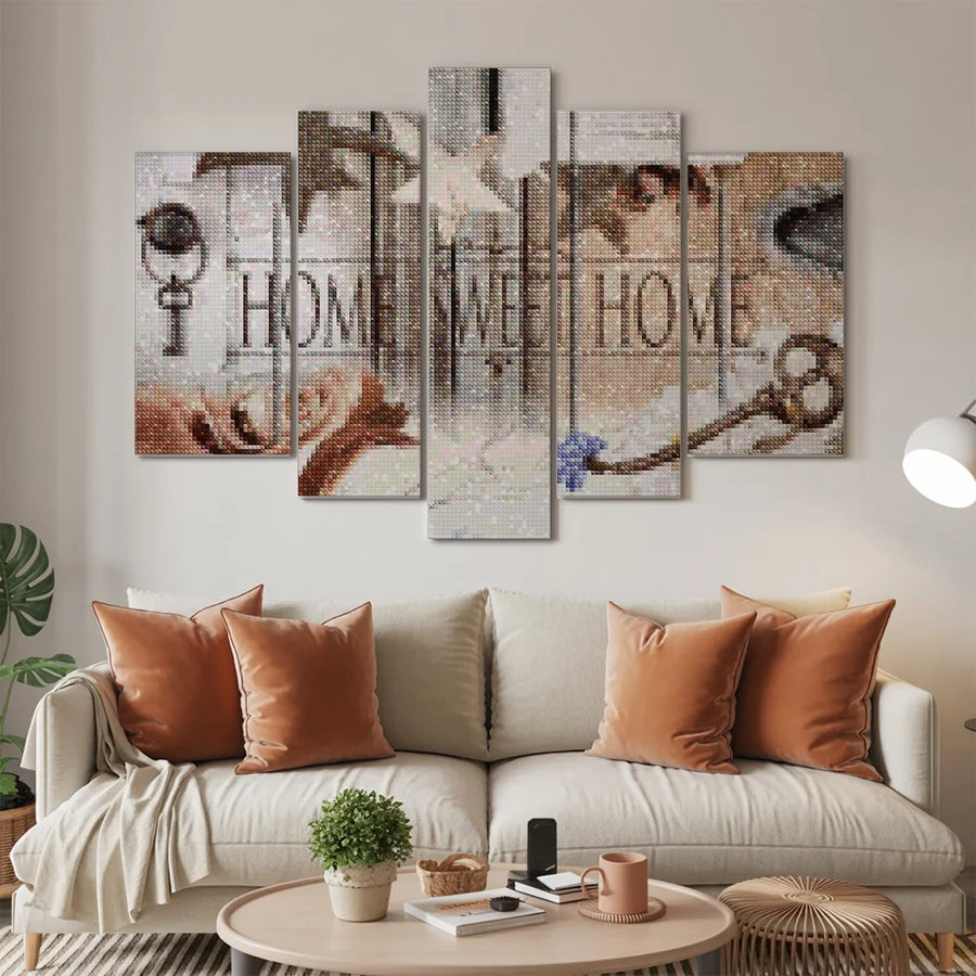 Diamond Painting Paket Home Sweet Home (Holzoptik) - 5-teilig - SEOS Shop®