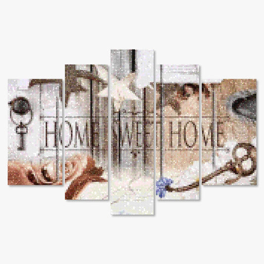 Diamond Painting Paket Home Sweet Home (Holzoptik) - 5-teilig - SEOS Shop®
