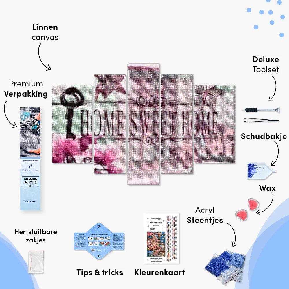 Diamond Painting Set Home Sweet Home Pink 5 Teile - SEOS Shop ®
