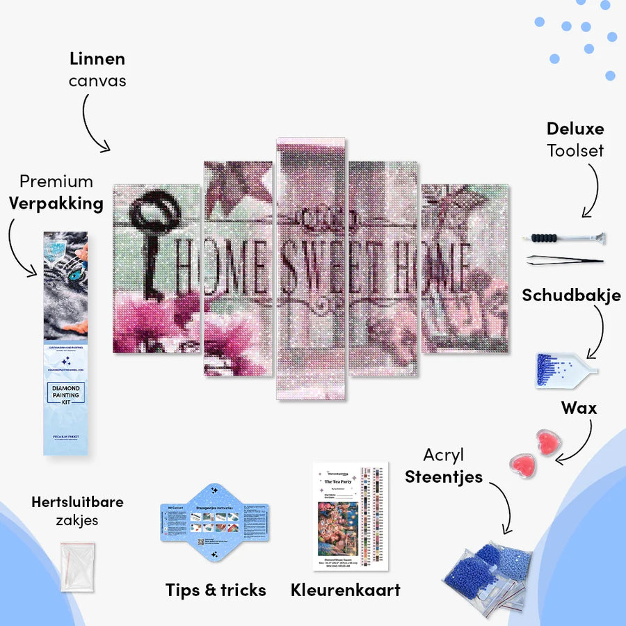 Diamond Painting Paket Home Sweet Home Rosa 5-teilig - SEOS Shop ®
