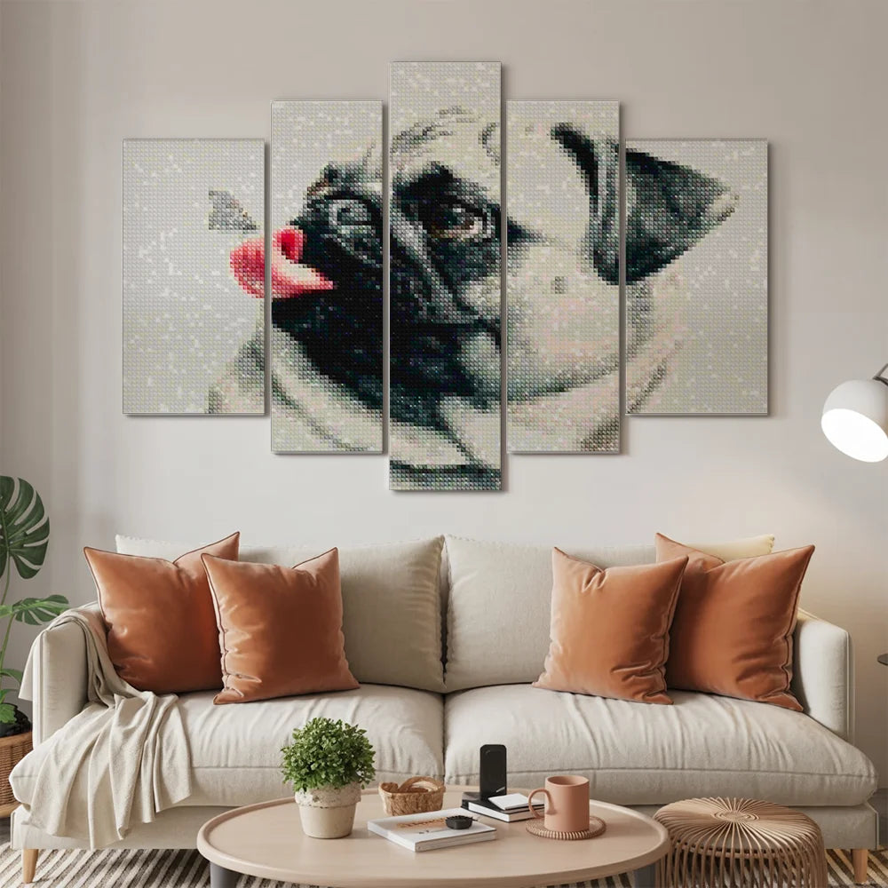 Diamond Painting Welpe mit Schmetterling auf der Zunge 5-teilig - SEOS Shop ®