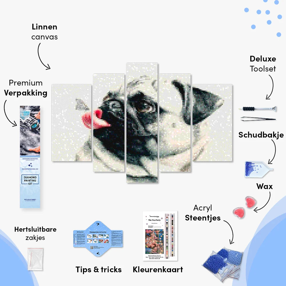 Diamond Painting Welpe mit Schmetterling auf der Zunge 5-teilig - SEOS Shop ®