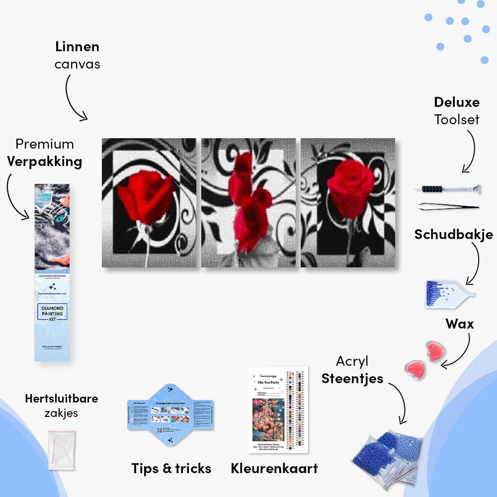 Diamond Painting Rote Rosen 3-teilig - SEOS Shop ®