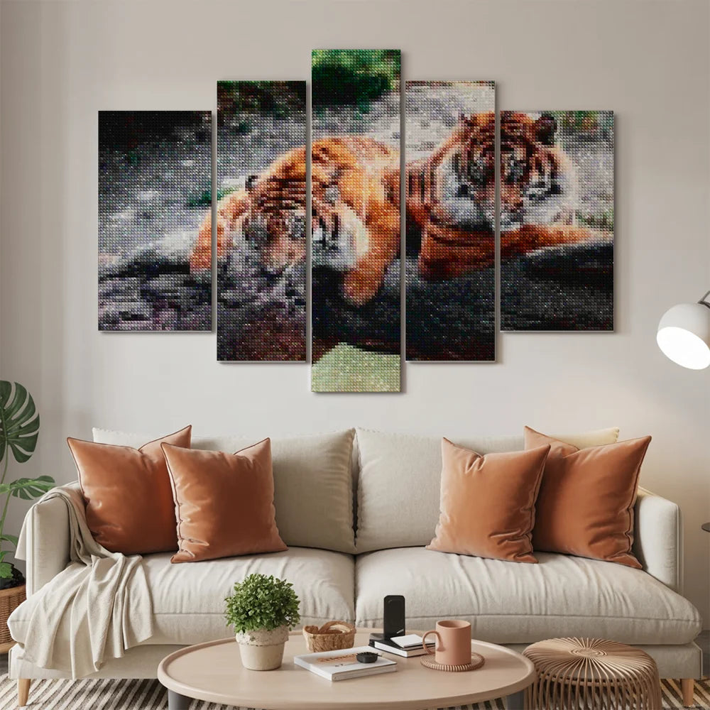 Diamond Painting Zwei liegende Tiger 5-teilig - SEOS Shop ®
