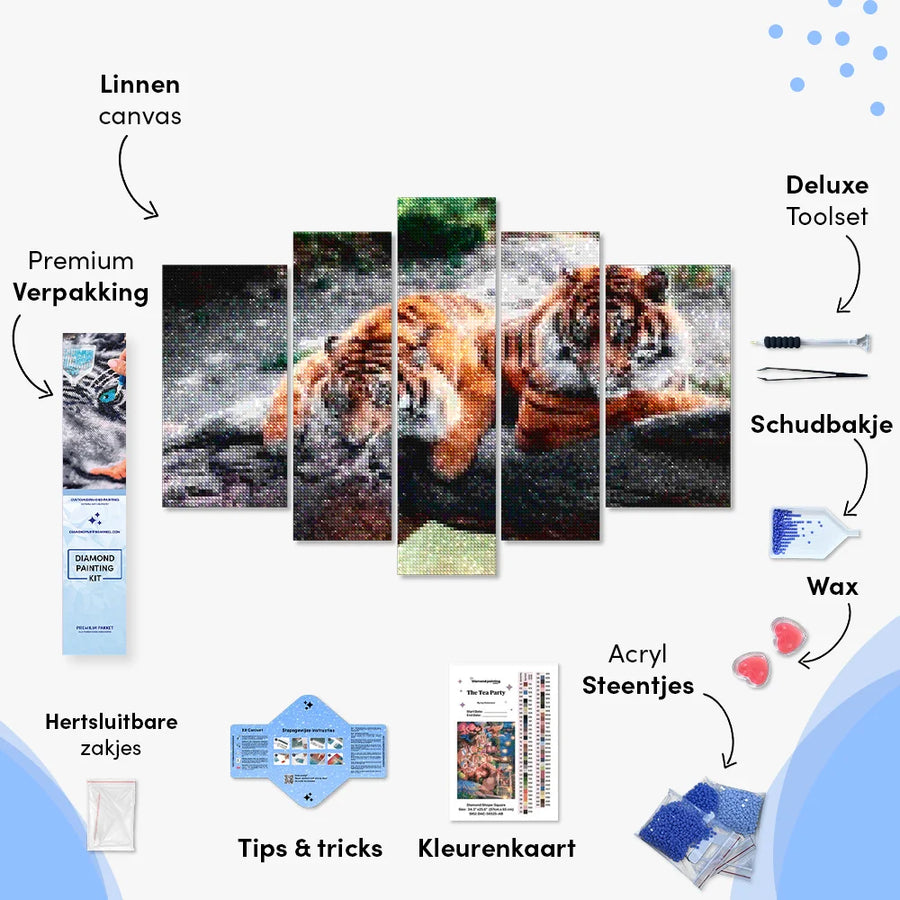 Diamond Painting Zwei liegende Tiger 5-teilig - SEOS Shop ®